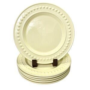 Fapor Portugal Delmar Yellow Dinner Plates 11.5" - Set Of 6 - Embossed Dots